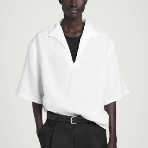 OPEN-COLLAR LINEN SHIRT