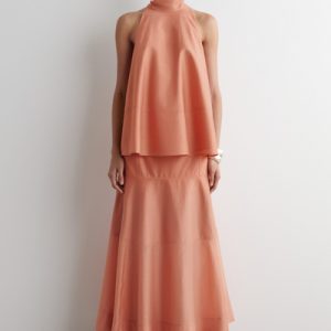 PANELED A-LINE MIDI SKIRT