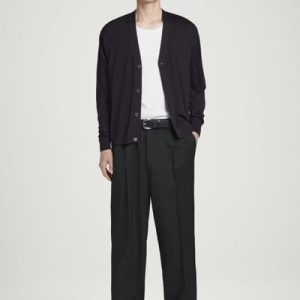 WOOL-TWILL PLEATED ELASTICATED PANTS