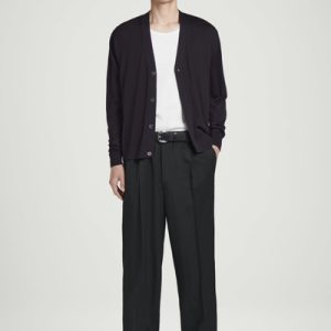 WOOL-TWILL PLEATED ELASTICATED PANTS