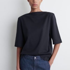 BOAT-NECK COTTON T-SHIRT