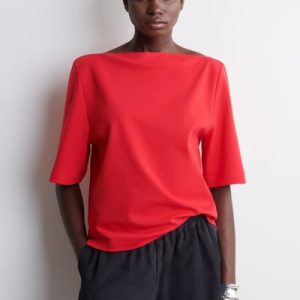 BOAT-NECK COTTON T-SHIRT