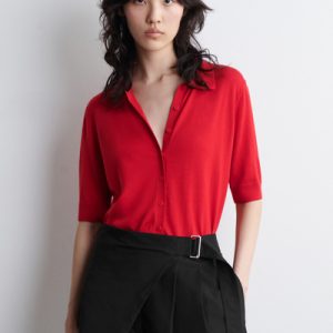 MERINO WOOL-BLEND POLO CARDIGAN