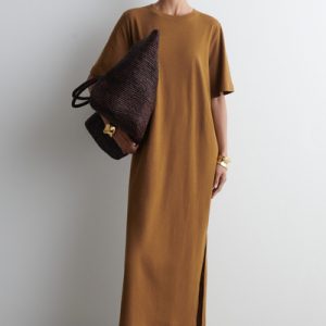 COTTON-LINEN MAXI T-SHIRT DRESS