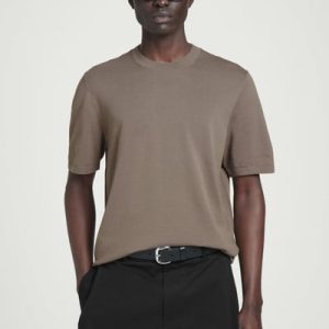 KNITTED COTTON CREW-NECK T-SHIRT