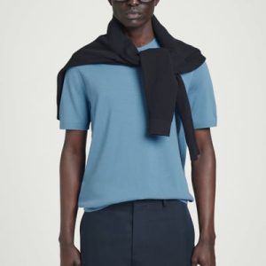 KNITTED COTTON CREW-NECK T-SHIRT