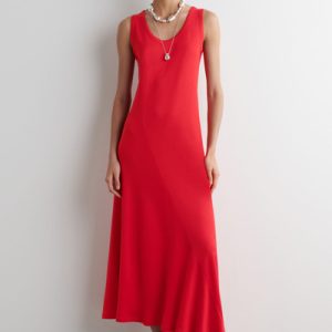 ASYMMETRIC JERSEY MIDI DRESS