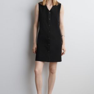 BUTTONED PIMA COTTON MINI DRESS