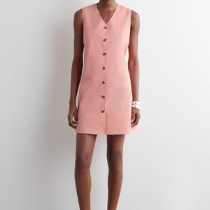 BUTTONED PIMA COTTON MINI DRESS