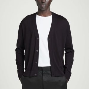 KNITTED SILK V-NECK CARDIGAN