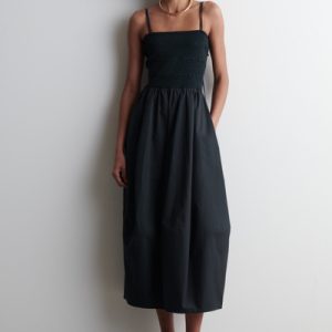 SMOCKED MIDI DRESS