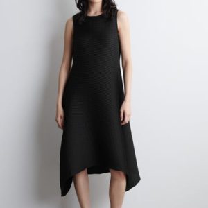 VOLUMINOUS PLEATED MIDI DRESS