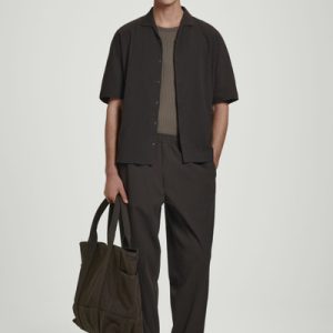 CRINKLED-COTTON PANTS