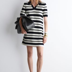 OPEN-KNIT POLO MINI DRESS