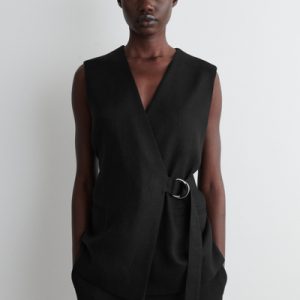 BELTED WRAP-FRONT VEST