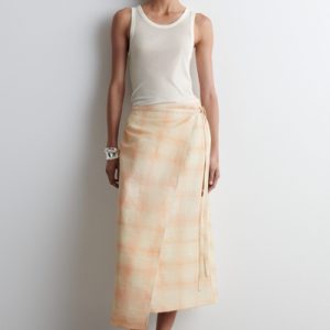 CHECKED MIDI WRAP SKIRT