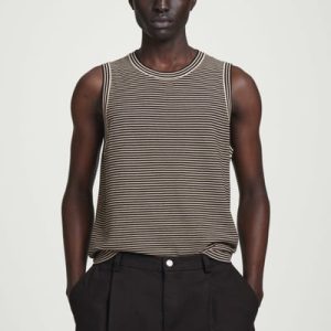 TEXTURED STRIPED COTTON TANK TOP