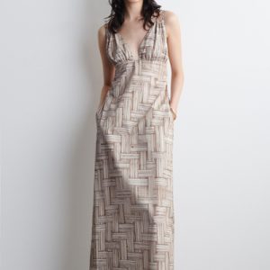 PRINTED V-NECK MAXI DRESS