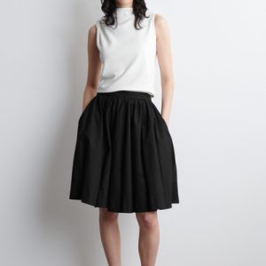 PINTUCKED COTTON MIDI SKIRT