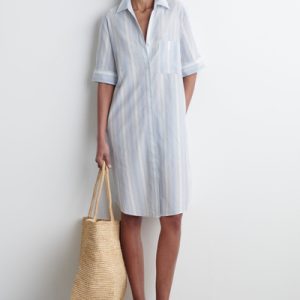 STRIPED SHORT-SLEEVED SHIRT DRESS
