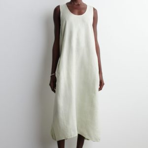 ELASTICATED-HEM LINEN MAXI DRESS