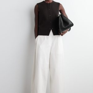 COTTON BARREL-LEG PANTS