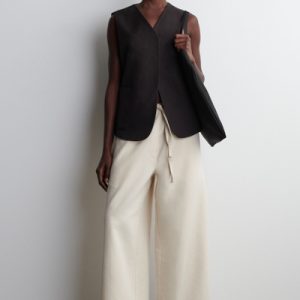 CROPPED DENIM WIDE-LEG PANTS