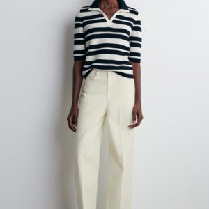 COTTON-CANVAS STRAIGHT-LEG PANTS