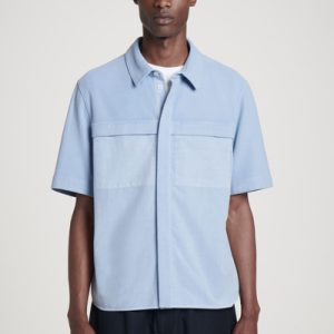 GARMENT-DYED PANELED SHIRT