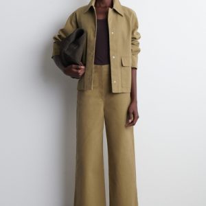 COTTON CROPPED WIDE-LEG TROUSERS