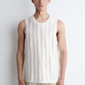STRIPED KNITTED LINEN TANK TOP
