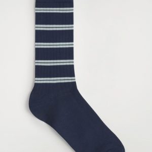 STRIPED RIBBED COTTON SOCKS