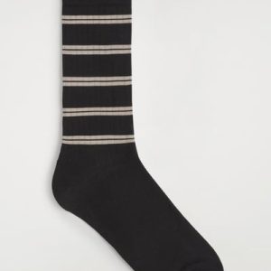 STRIPED RIBBED COTTON SOCKS