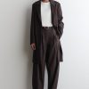 PLEATED COTTON BARREL-LEG TROUSERS