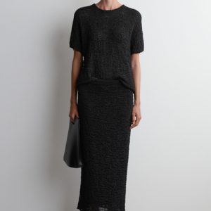 TEXTURED OPEN-KNIT MIDI SKIRT