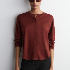 CIRCLE-CUT MERINO WOOL CARDIGAN