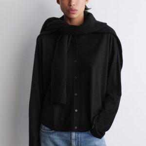 CIRCLE-CUT MERINO WOOL CARDIGAN