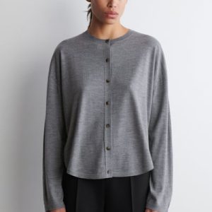 CIRCLE-CUT MERINO WOOL CARDIGAN