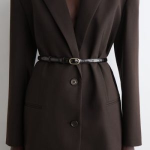 SLIM CROC-EMBOSSED LEATHER BELT