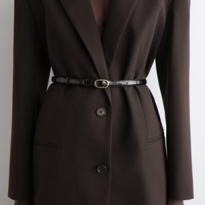 SLIM CROC-EMBOSSED LEATHER BELT