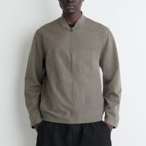 NYLON-PANELED BOMBER JACKET