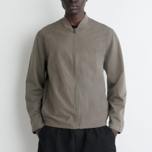 NYLON-PANELED BOMBER JACKET