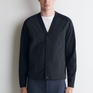 NYLON-PANELED KNITTED CARDIGAN