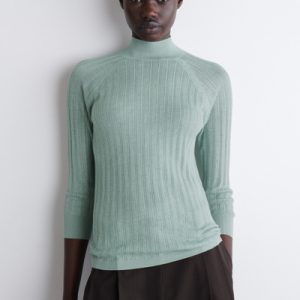 SHEER RIBBED-KNIT TOP