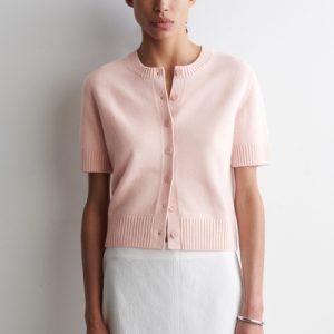 MERINO WOOL SHORT-SLEVELED CARDIGAN