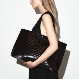 FOLIO OVERSIZED BAG - CROC-EFFECT LEATHER