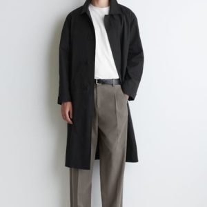 COTTON-TWILL STRAIGHT-LEG PLEATED PANTS