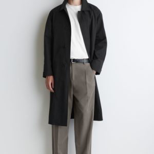 COTTON-TWILL STRAIGHT-LEG PLEATED PANTS