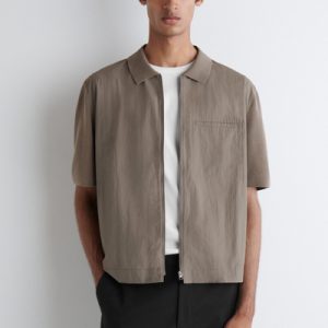 NYLON-PANELED KNITTED SHIRT