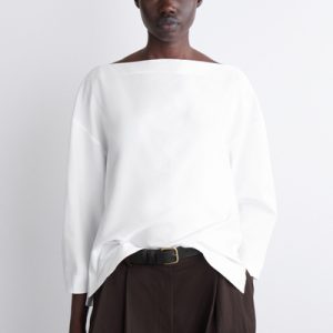 BOAT-NECK COTTON BLOUSE
